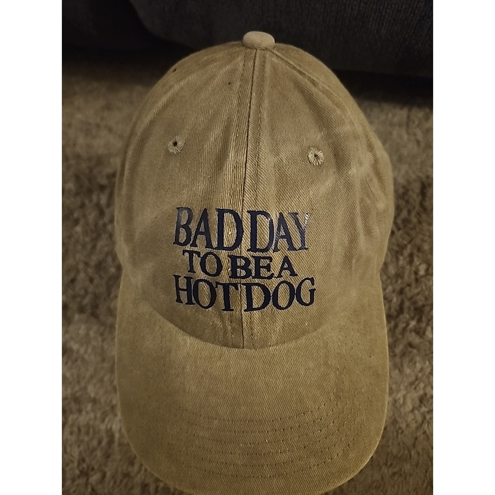 Bad Day To Be A Hot Dog Dad Hat Cap One Size Adjustable Khaki New